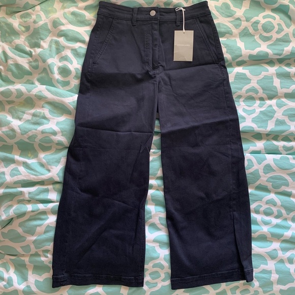 Everlane Wide Leg Crop Pant in Navy, NWT - Picture 5 of 8